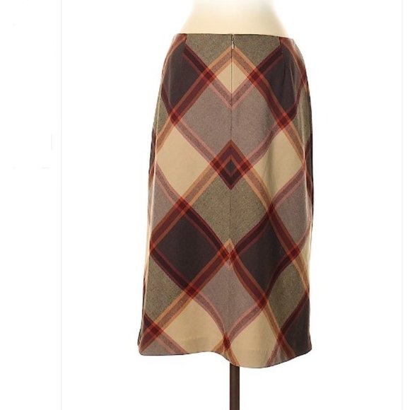 The Limited Plaid Midi Pencil Wool Skirt - Picture 2 of 4